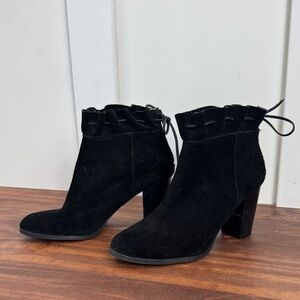 Crown & Ivy Black Suede Leather Ankle Boots Western Goth, 90’s Grunge Size 7.5